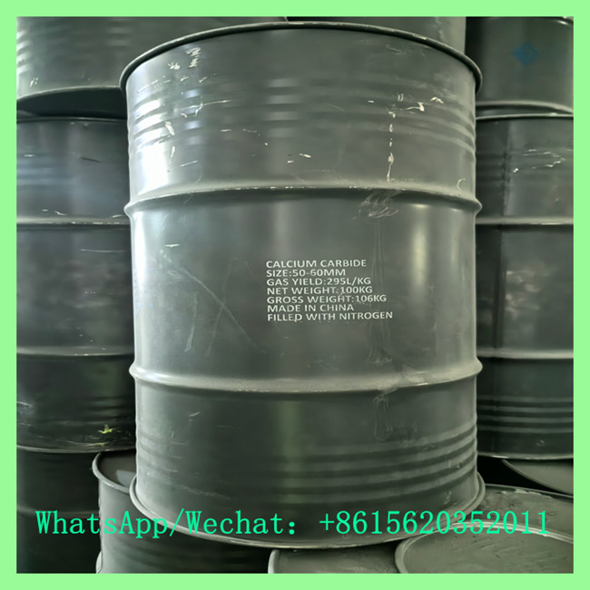 Buy industrial calcium carbide online in sealed steel drum with printed product specifications